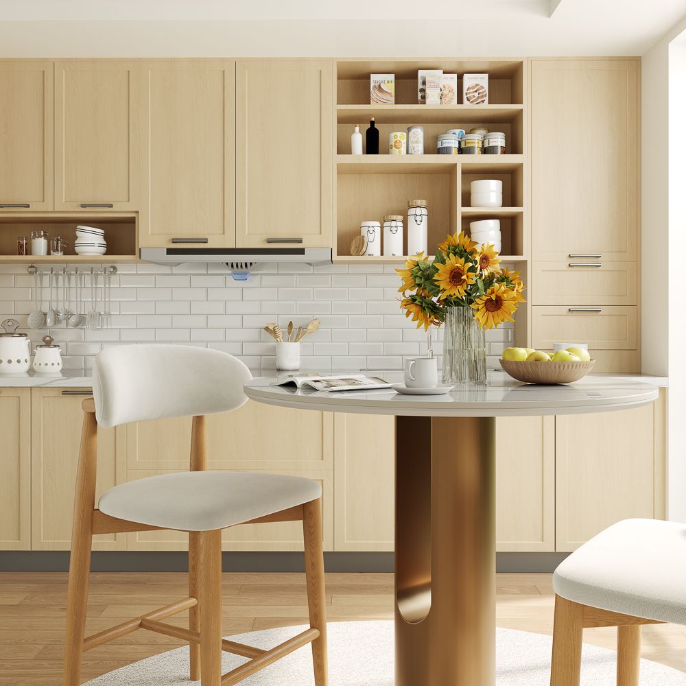 Glossy Sintered Stone White & Bronze Glossy Sintered Stone Small Bar & Bistro Tables