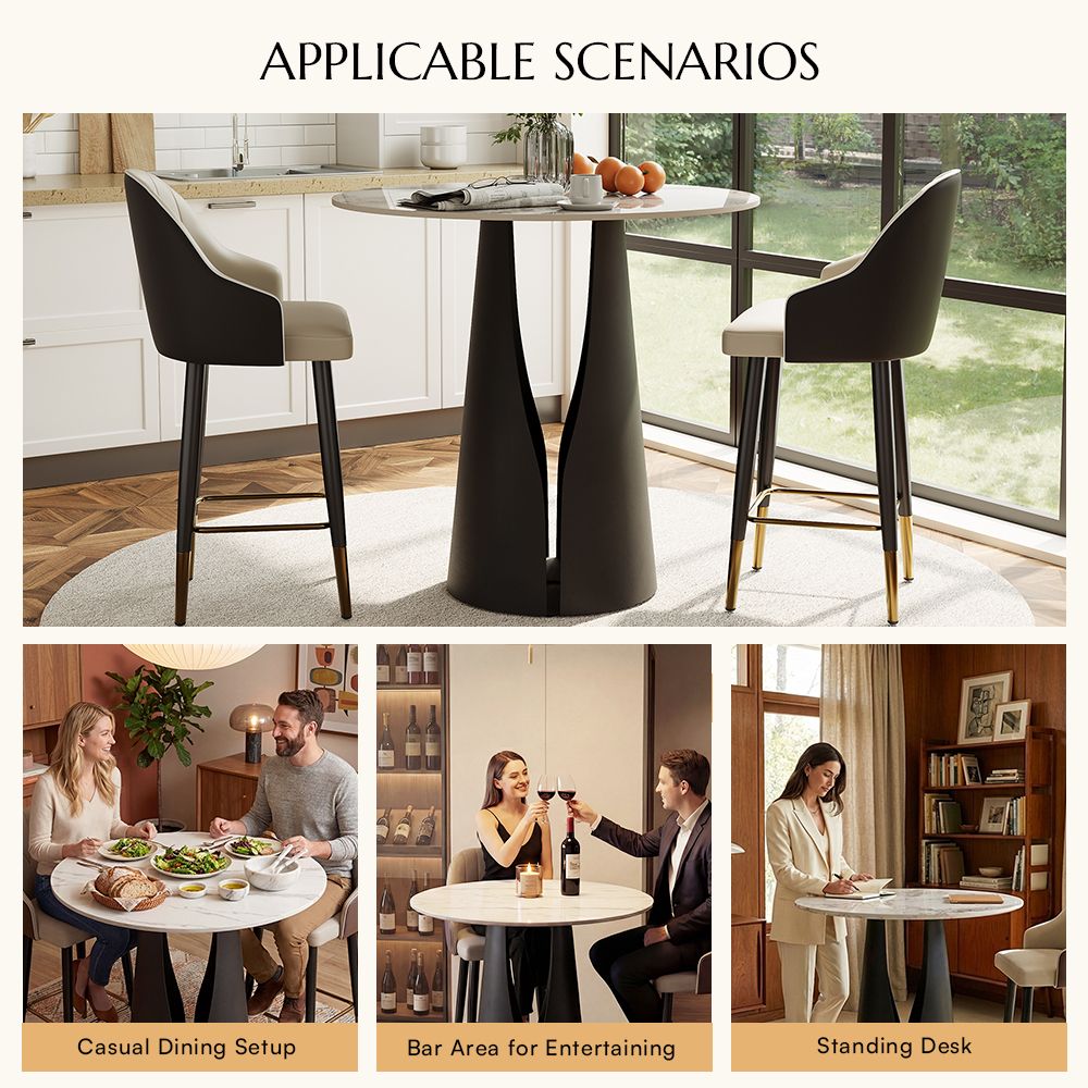 Modern Pandora & Black Glossy Sintered Stone Small Bar & Bistro Tables