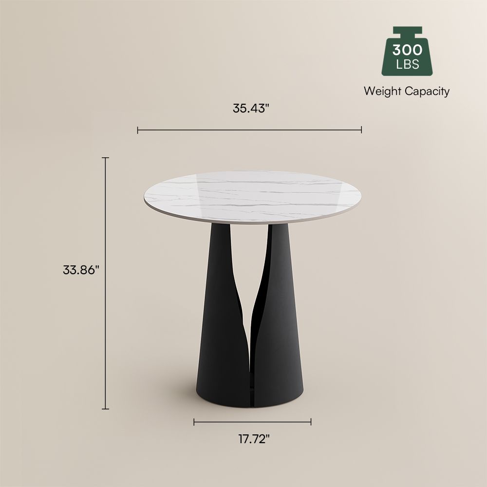 Glossy Sintered Stone White & Black Glossy Sintered Stone Small Bar & Bistro Tables