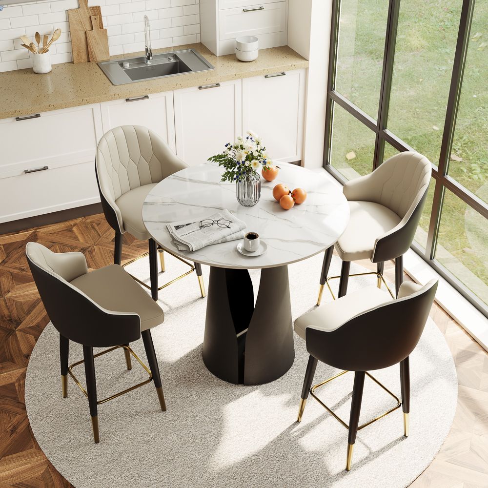 Black White & Black Glossy Sintered Stone Small Bar & Bistro Tables