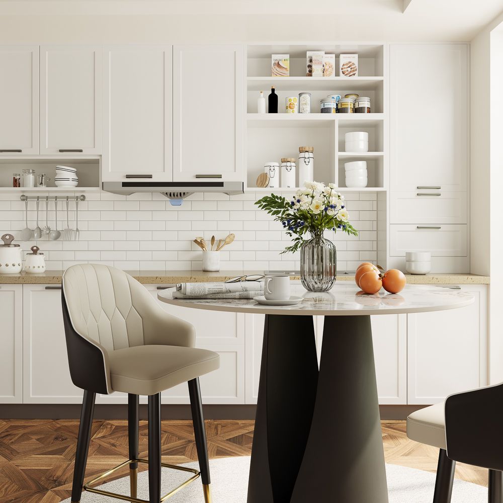 without Lazy Susan Pandora & Black Glossy Sintered Stone Small Bar & Bistro Tables