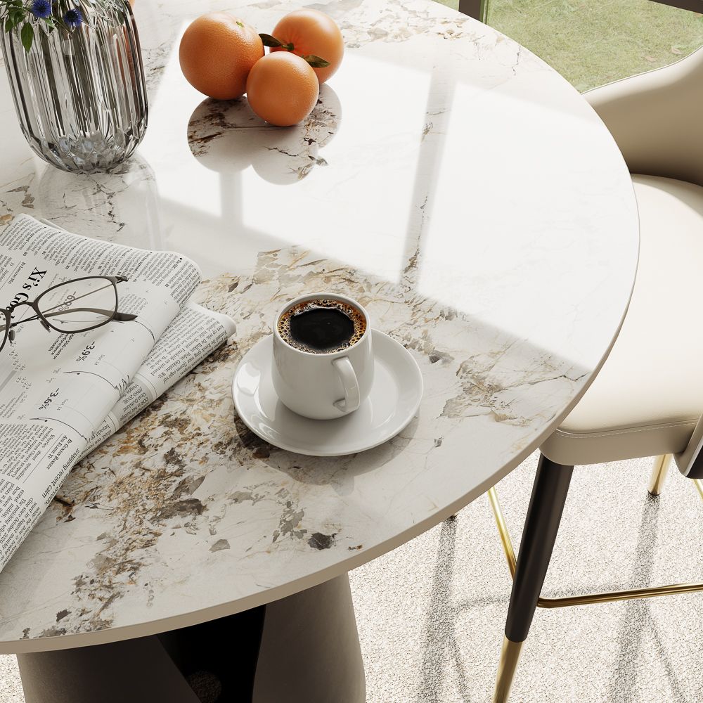 Pandora Pandora & Black Glossy Sintered Stone Small Bar & Bistro Tables