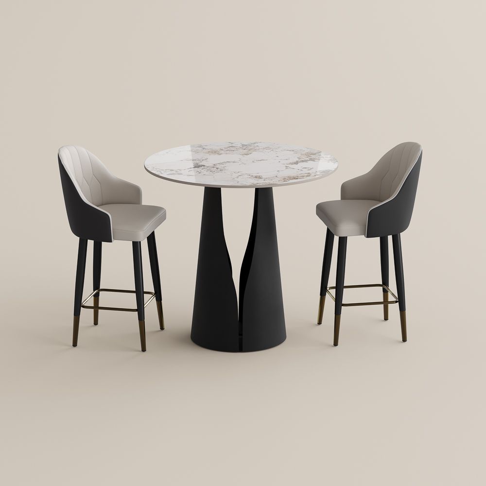 Vera Pandora & Black Glossy Sintered Stone Dining Room Set