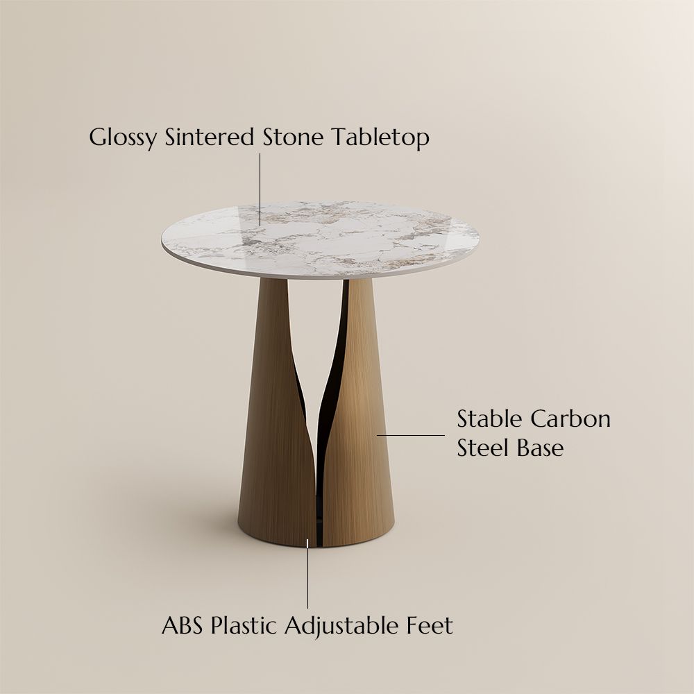 without Lazy Susan Pandora & Bronze Glossy Sintered Stone Small Bar & Bistro Tables