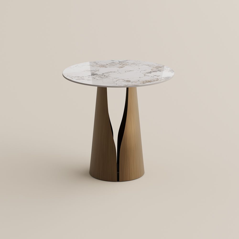 without Lazy Susan Pandora & Bronze Glossy Sintered Stone Small Bar & Bistro Tables