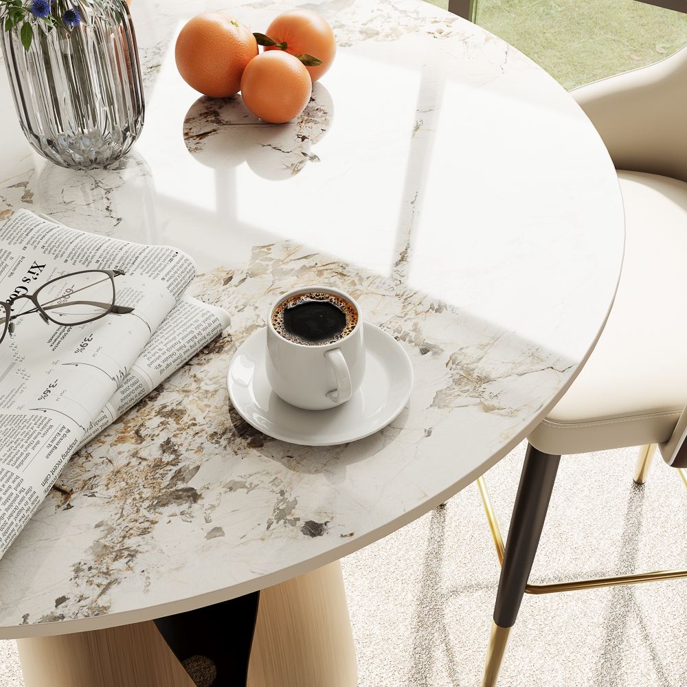 Pandora Pandora & Bronze Glossy Sintered Stone Small Bar & Bistro Tables