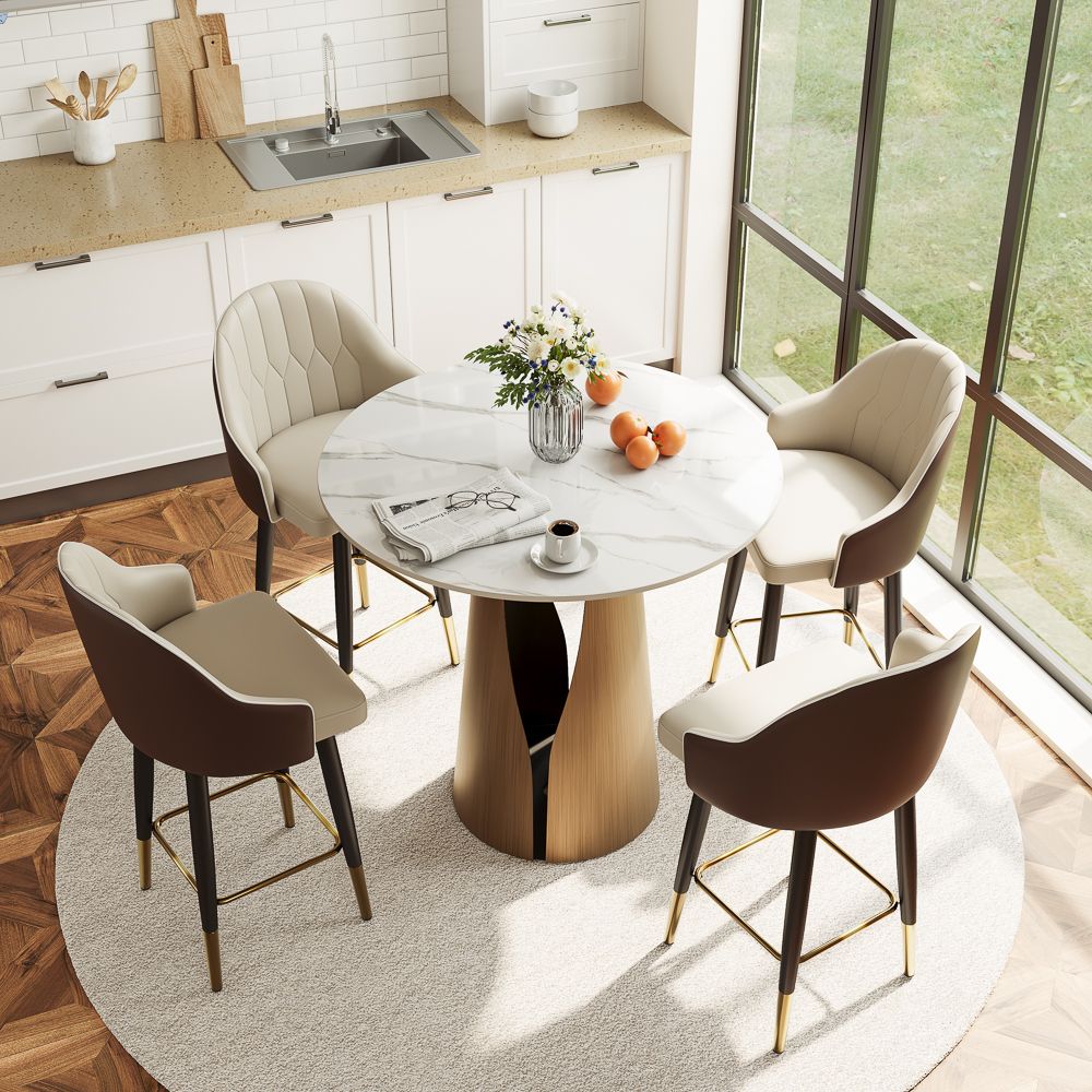 Bronze White & Bronze Glossy Sintered Stone Small Bar & Bistro Tables