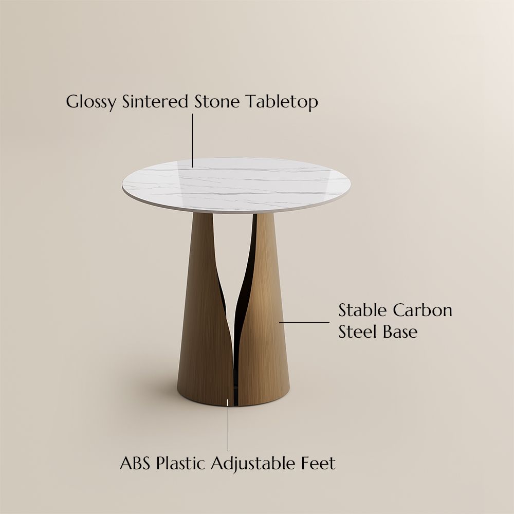 Glossy Sintered Stone White & Bronze Glossy Sintered Stone Small Bar & Bistro Tables