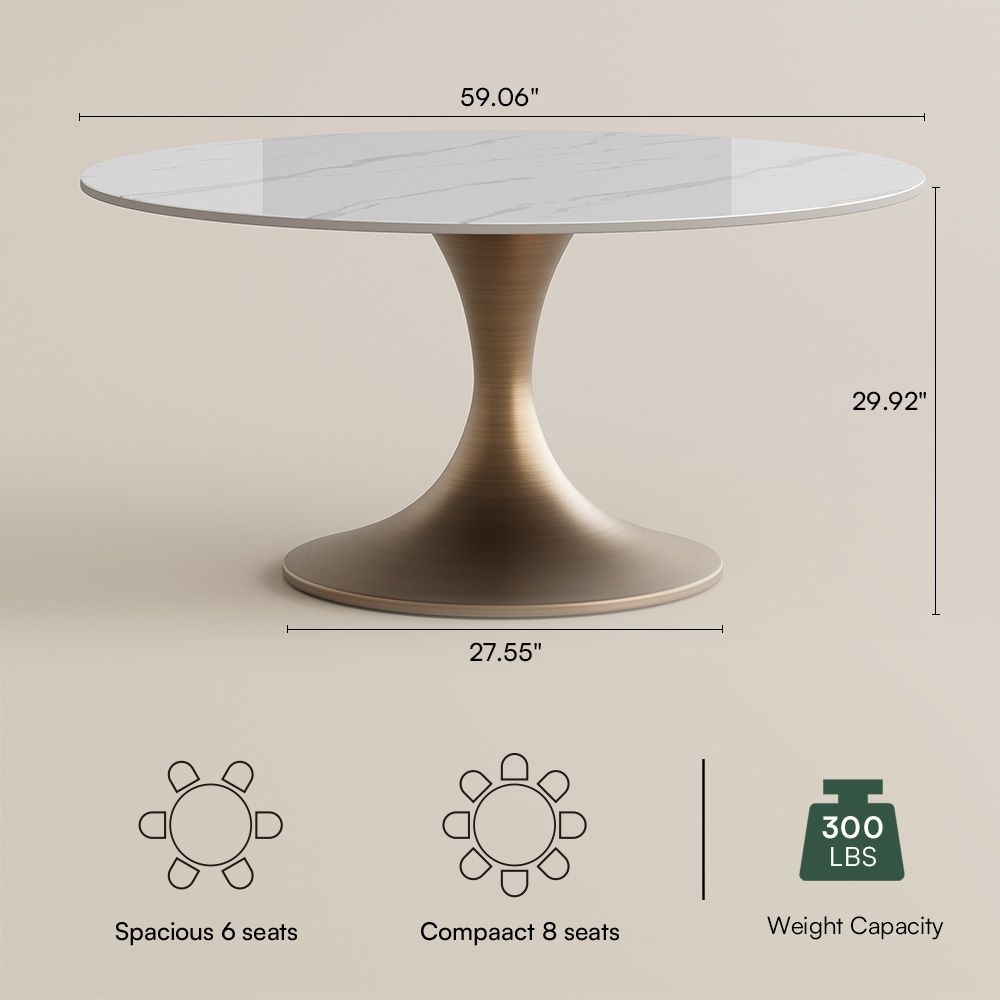 Glossy White & Bronze Glossy Sintered Stone Small Bar & Bistro Tables