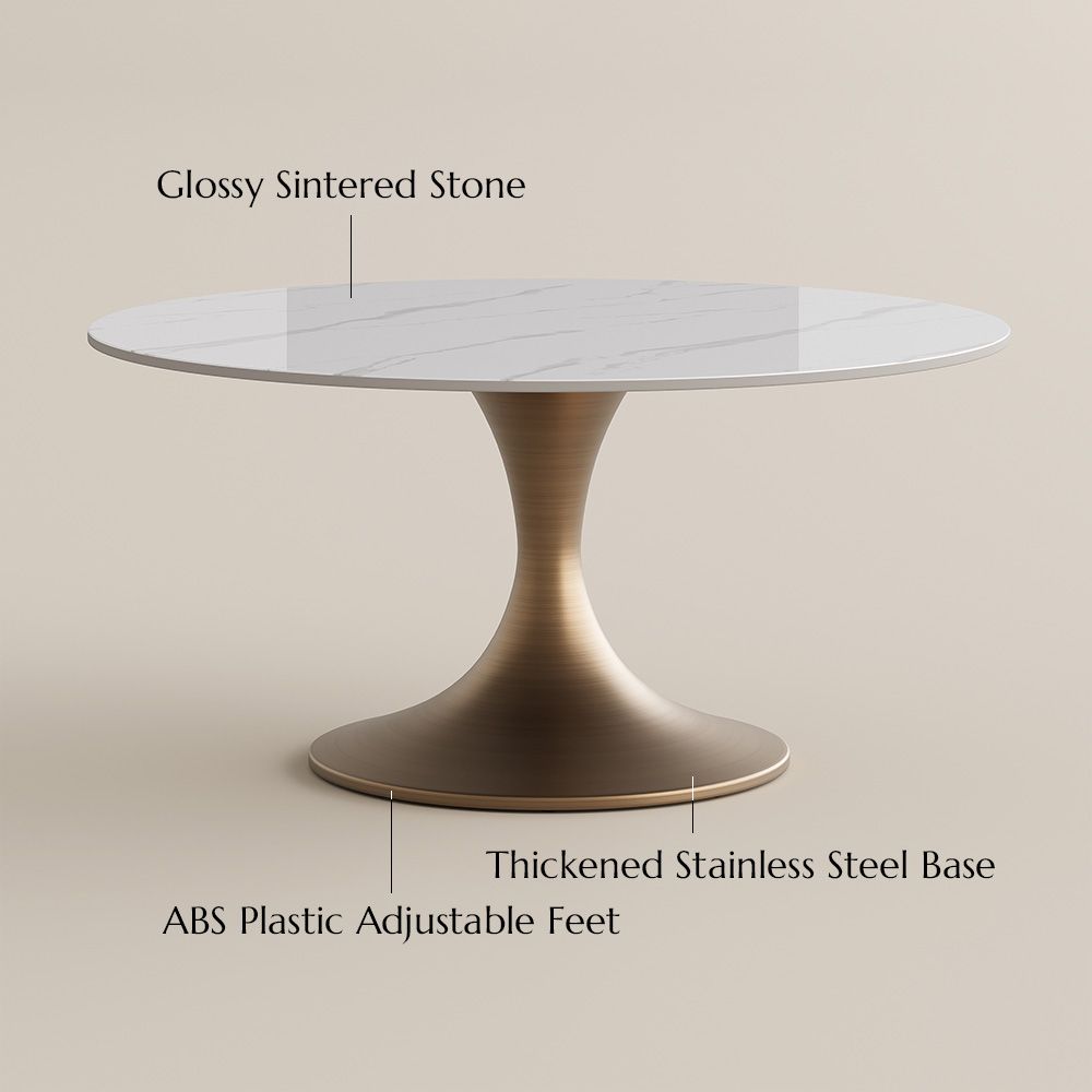 Sintered Stone White Glossy Sintered Stone Dining Room Set