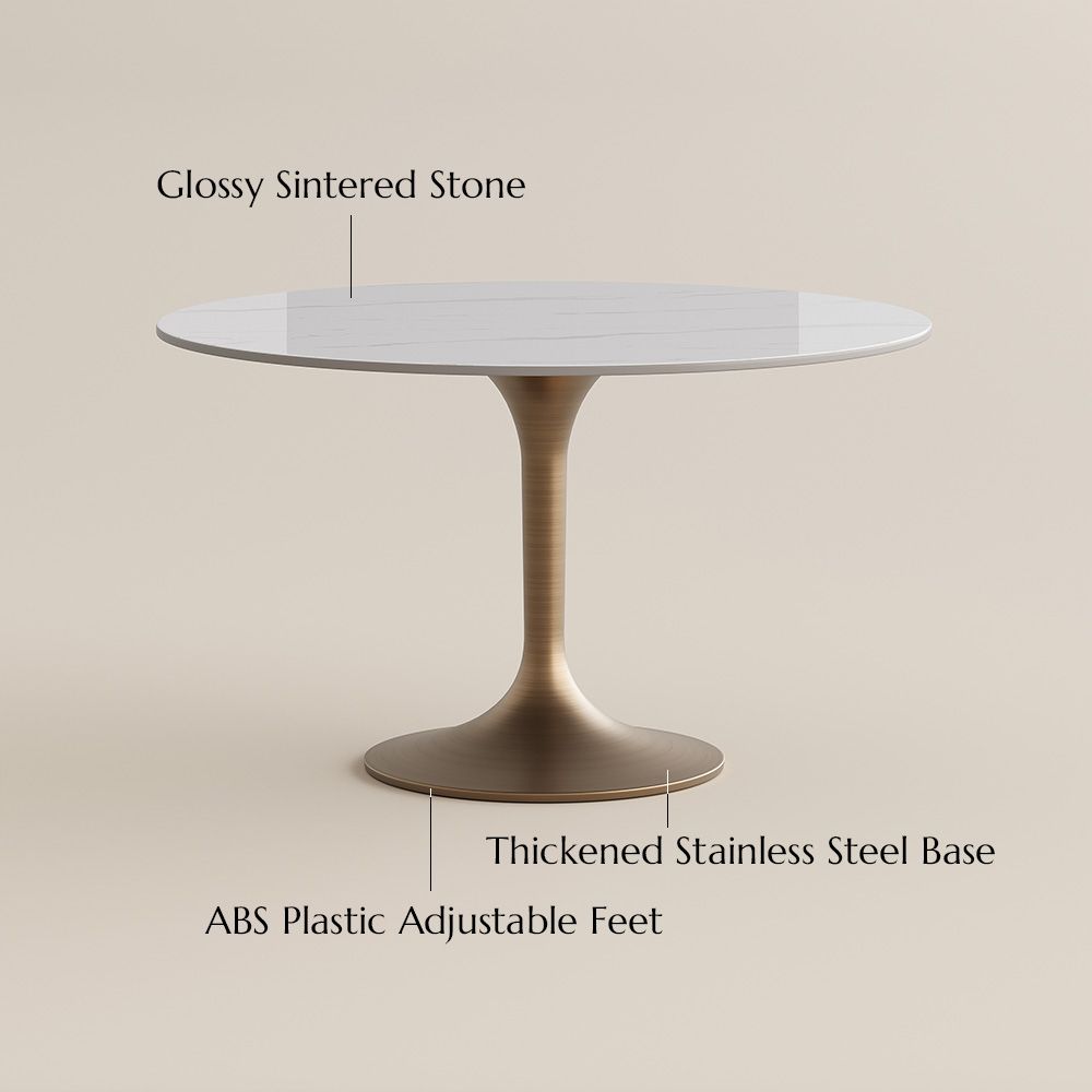 Glossy White & Bronze Glossy Sintered Stone Small Bar & Bistro Tables