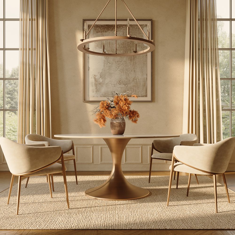 Glossy White & Bronze Glossy Sintered Stone Small Bar & Bistro Tables