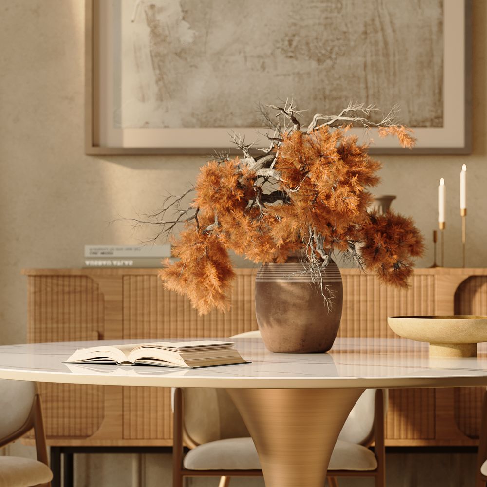 Tulora White Glossy Sintered Stone Dining Tables