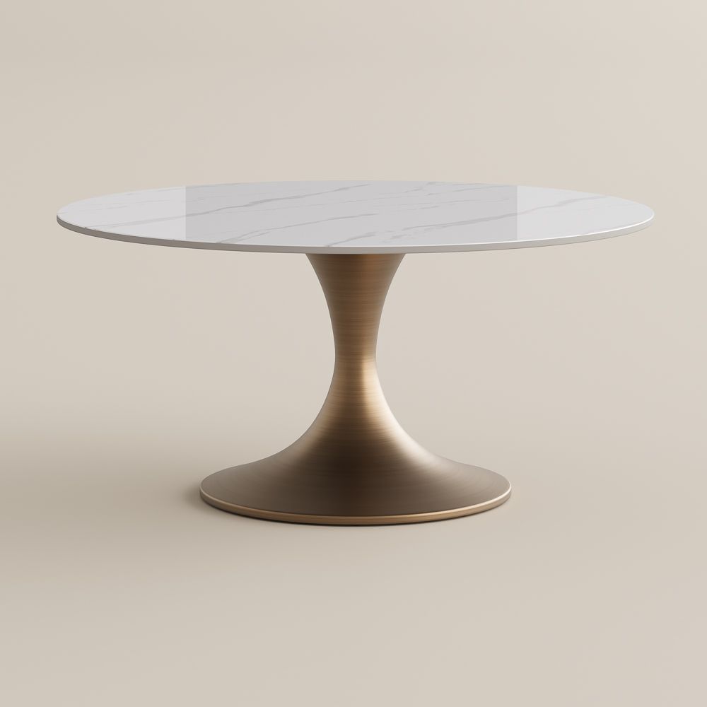 Glossy White & Bronze Glossy Sintered Stone Small Bar & Bistro Tables