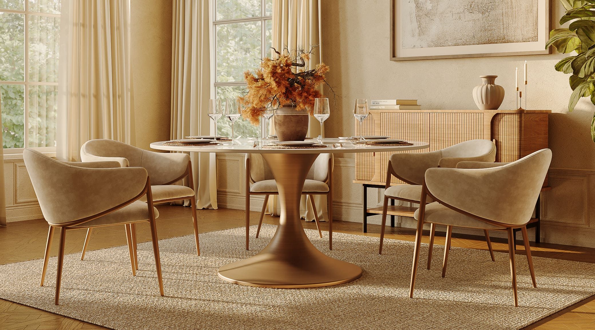 classic base designs of a luxury dining table