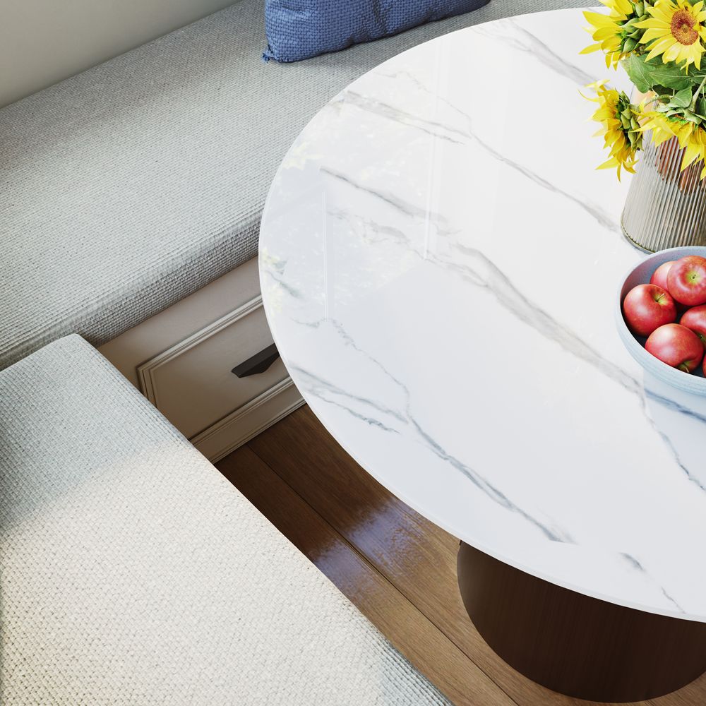 Stone White Glossy Sintered Stone Small Bar & Bistro Tables