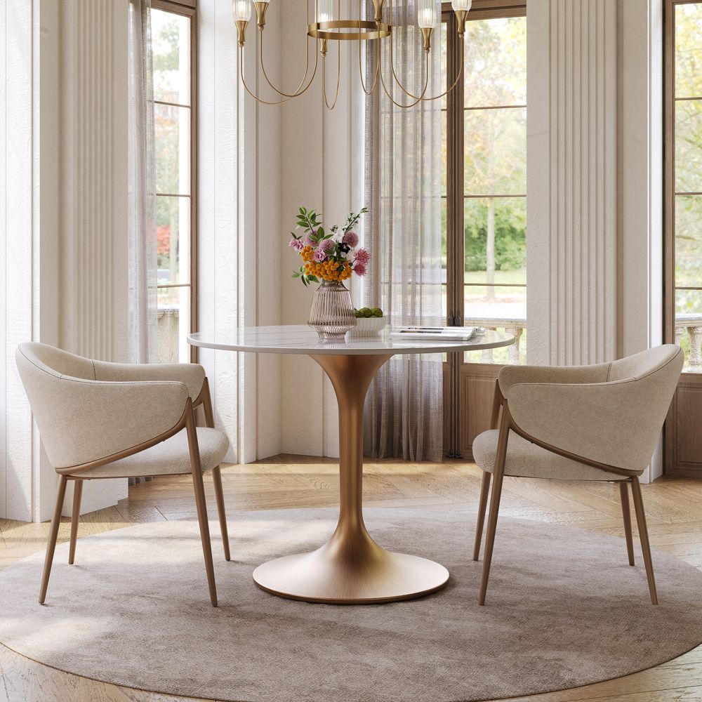 Partial Assembly Required White Glossy Sintered Stone Small Bar & Bistro Tables