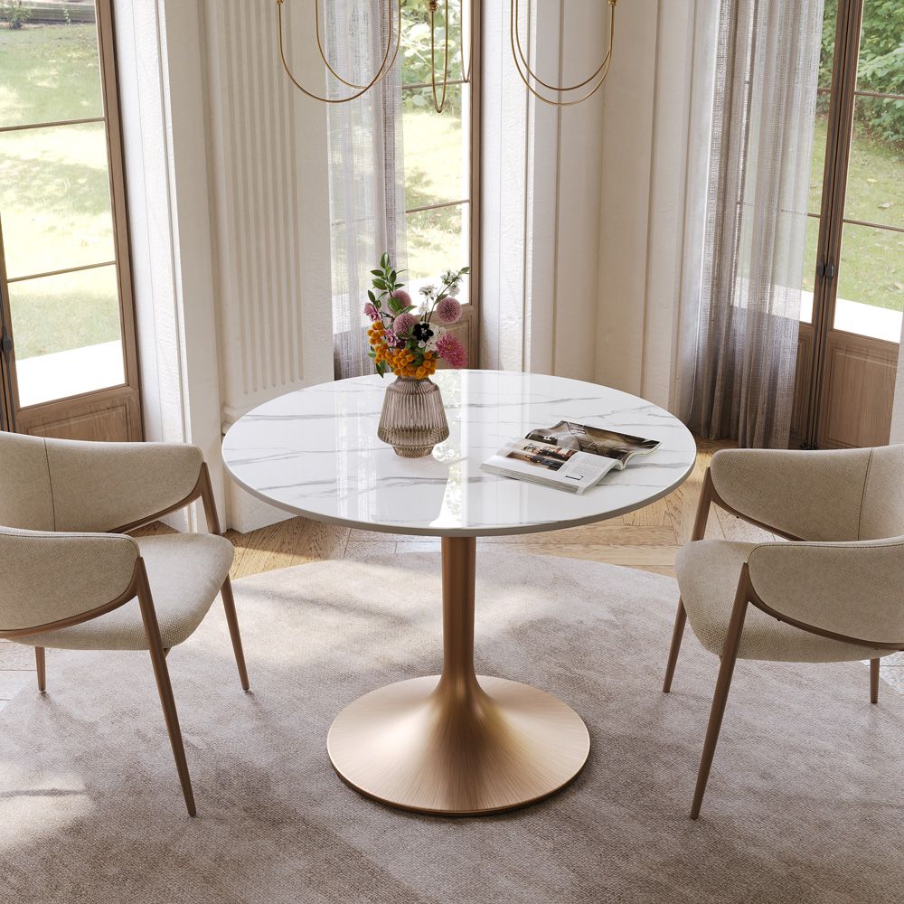 Bronze White Glossy Sintered Stone Small Bar & Bistro Tables