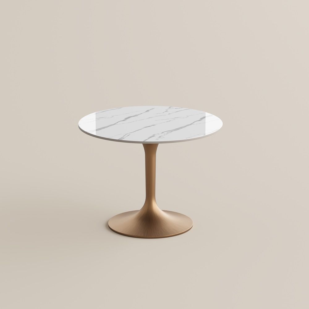 Partial Assembly Required White Glossy Sintered Stone Small Bar & Bistro Tables