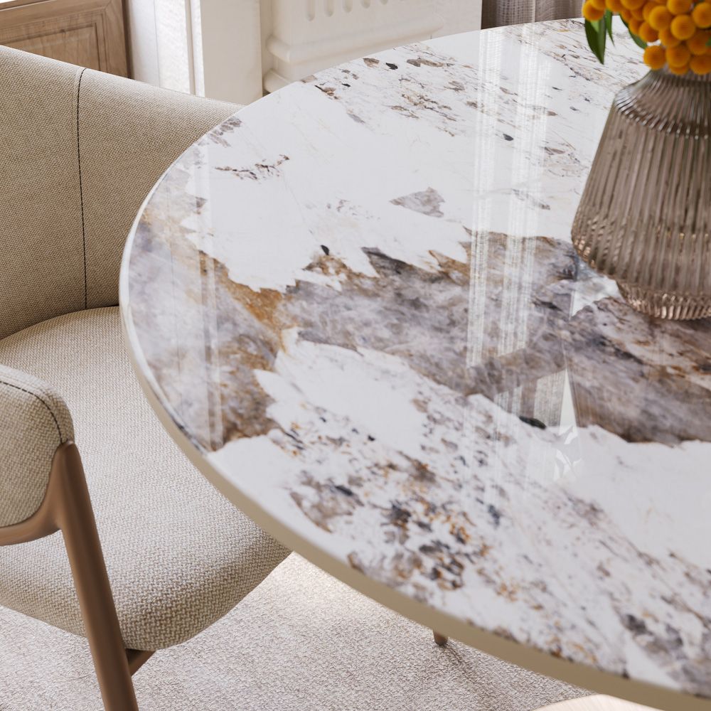 White Pandora Glossy Sintered Stone Small Bar & Bistro Tables