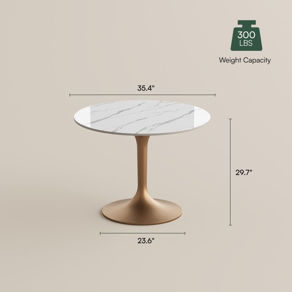 Carbon Steel White Glossy Sintered Stone Small Bar & Bistro Tables