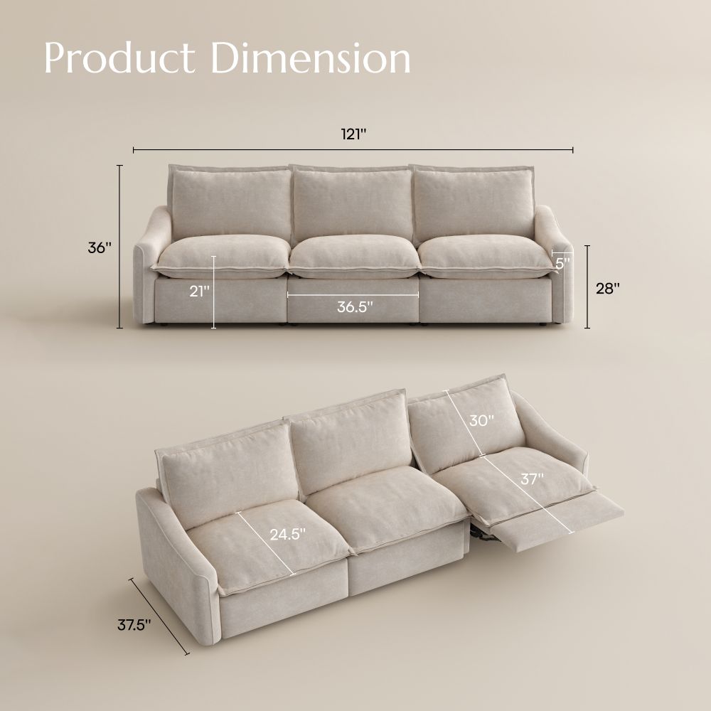 Oversized Beige Velvet Smart Furniture