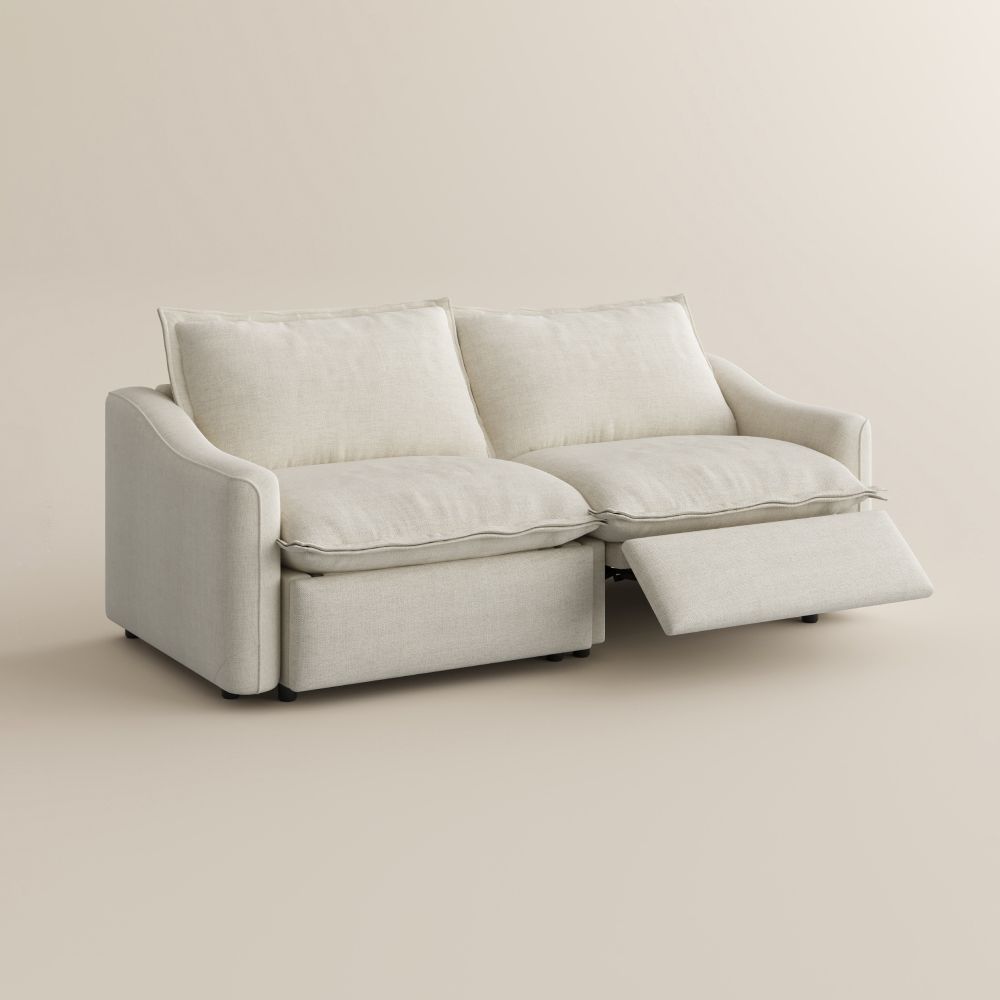 Curved Armrest Beige Velvet Smart Furniture