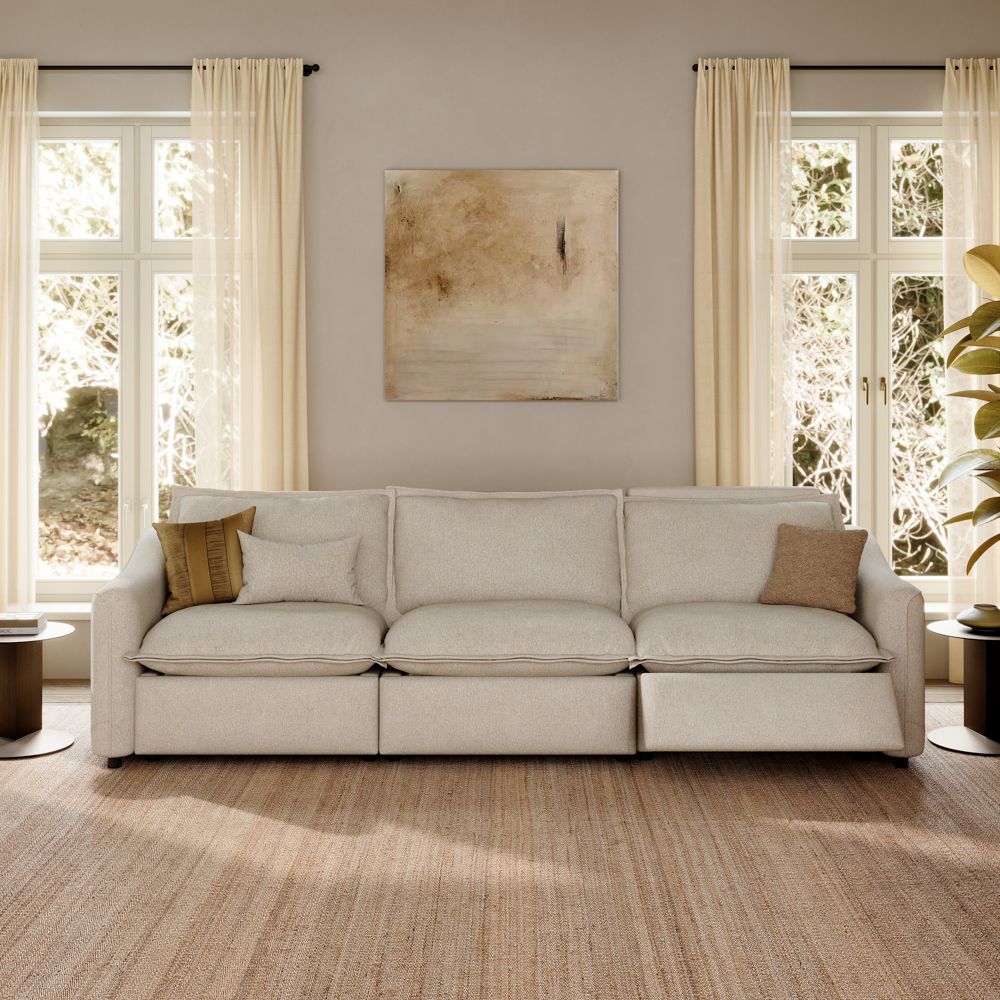 Living Room Beige Linen Smart Furniture