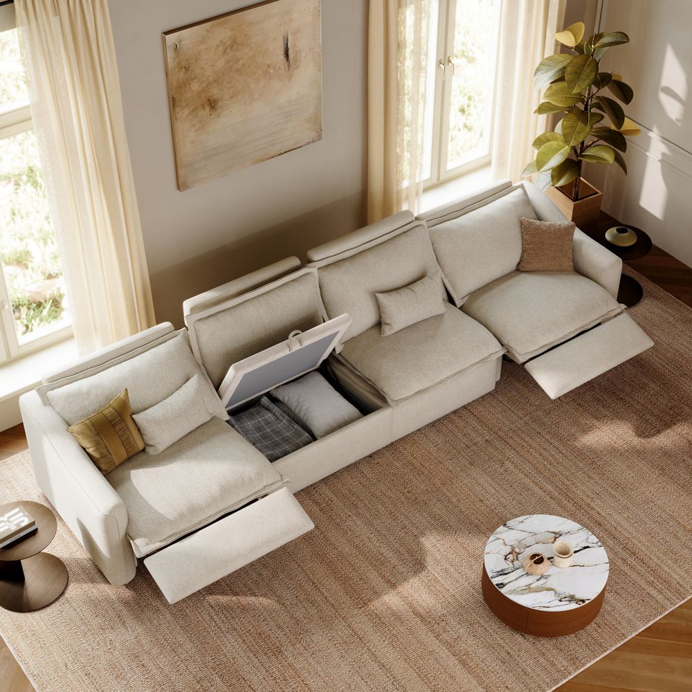 Comfortable Beige Linen Smart Furniture