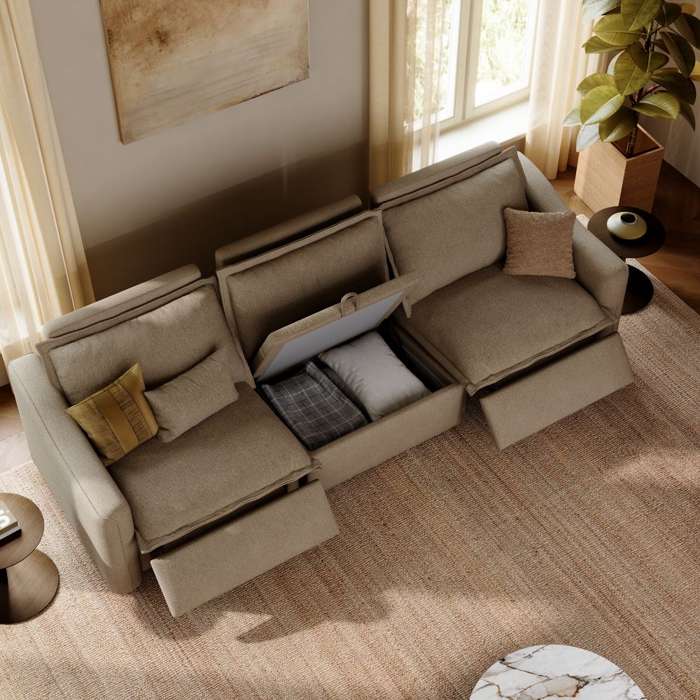 Comfortable Khaki Linen Smart Furniture