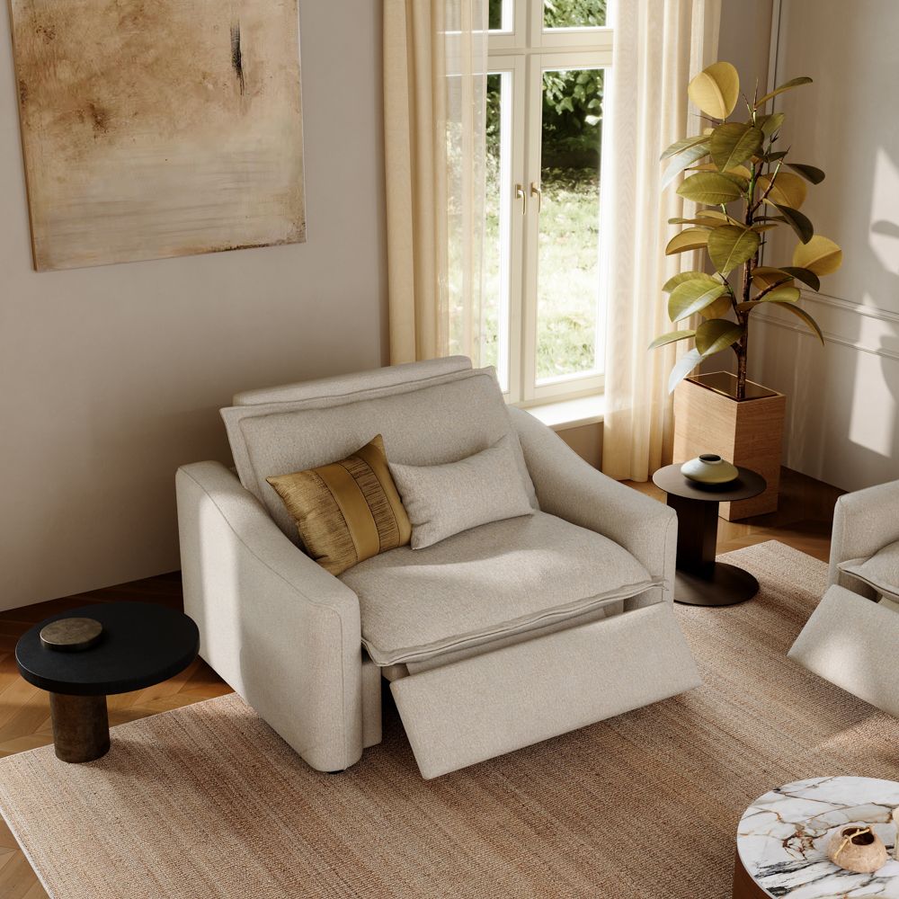Deep Seat Beige Linen Smart Furniture