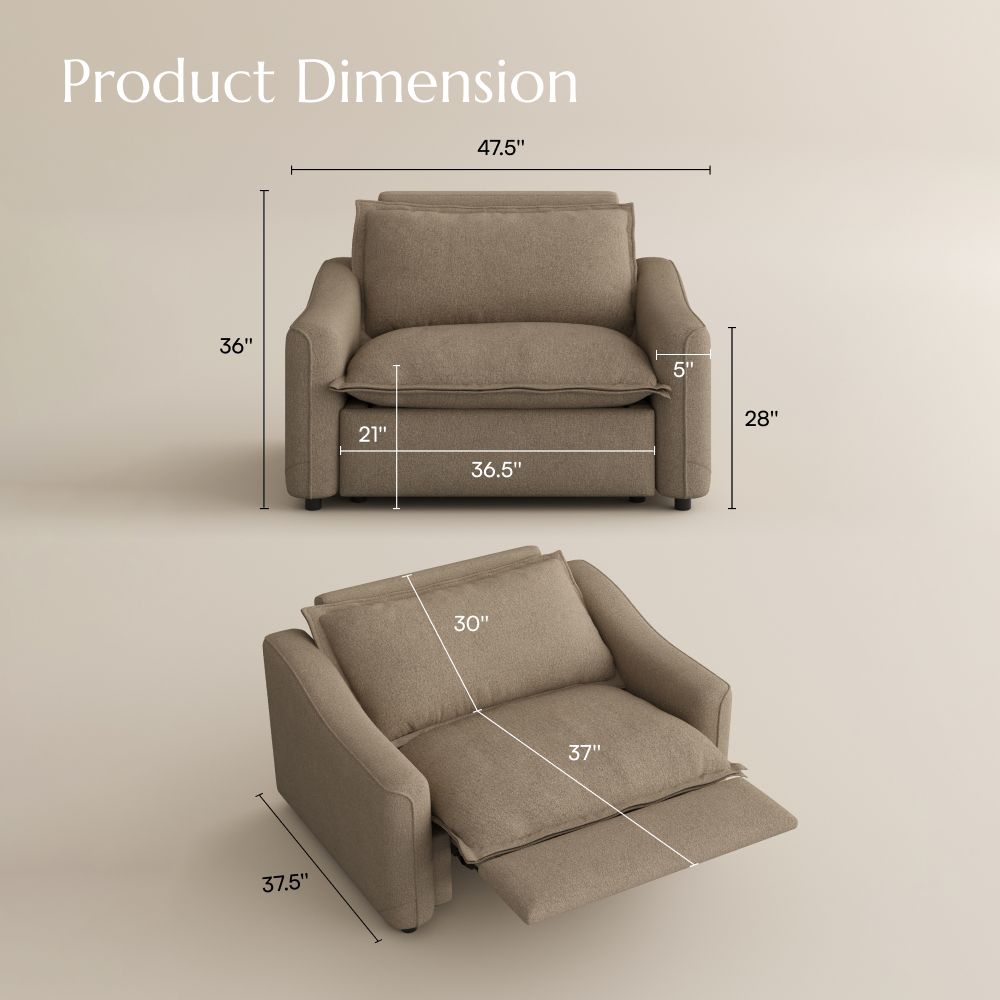 Single Seat Khaki Linen Smart Furniture