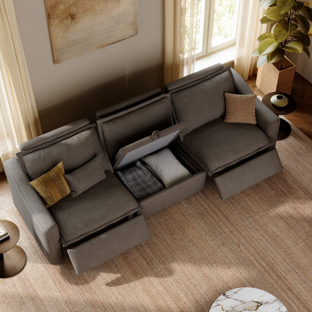 Very Relaxed Dark Gray Linen Modular Sofas