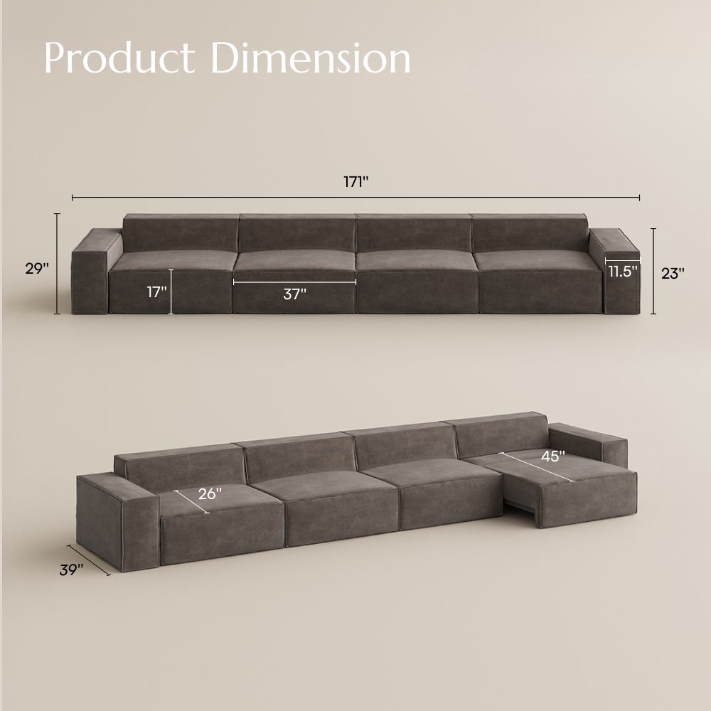 5-6 Seater Khaki Fabric Smart Furniture