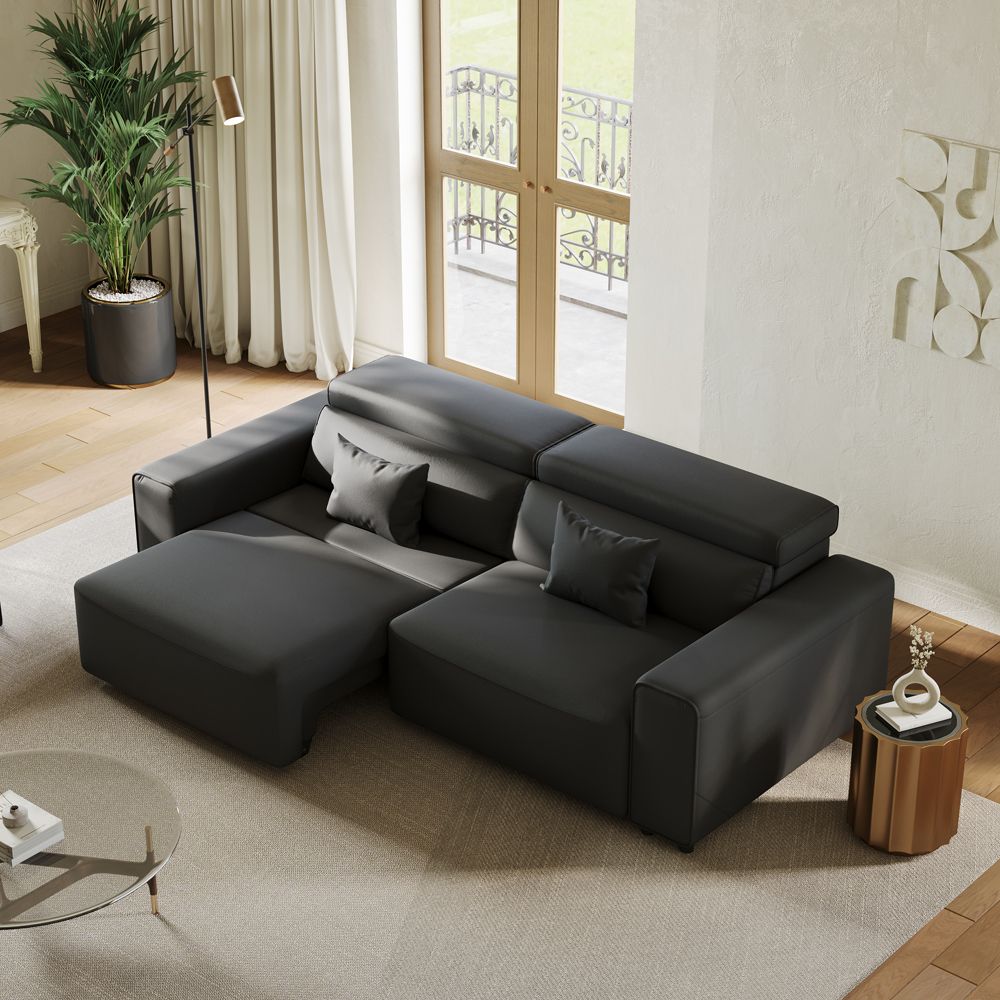 Apartment Black Eco-friendly Microfiber Leather Smart Furniture