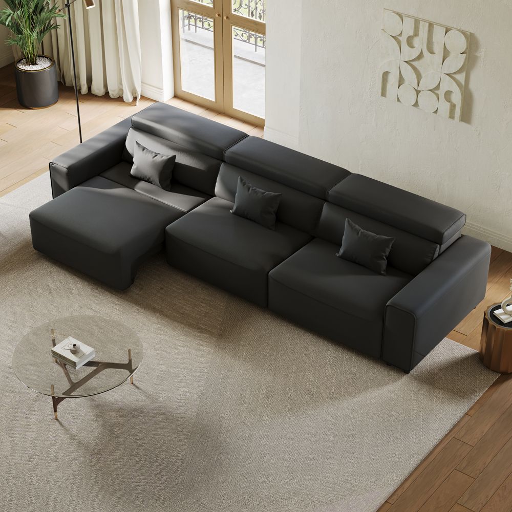 Khaki Black Eco-friendly Microfiber Leather Smart Furniture