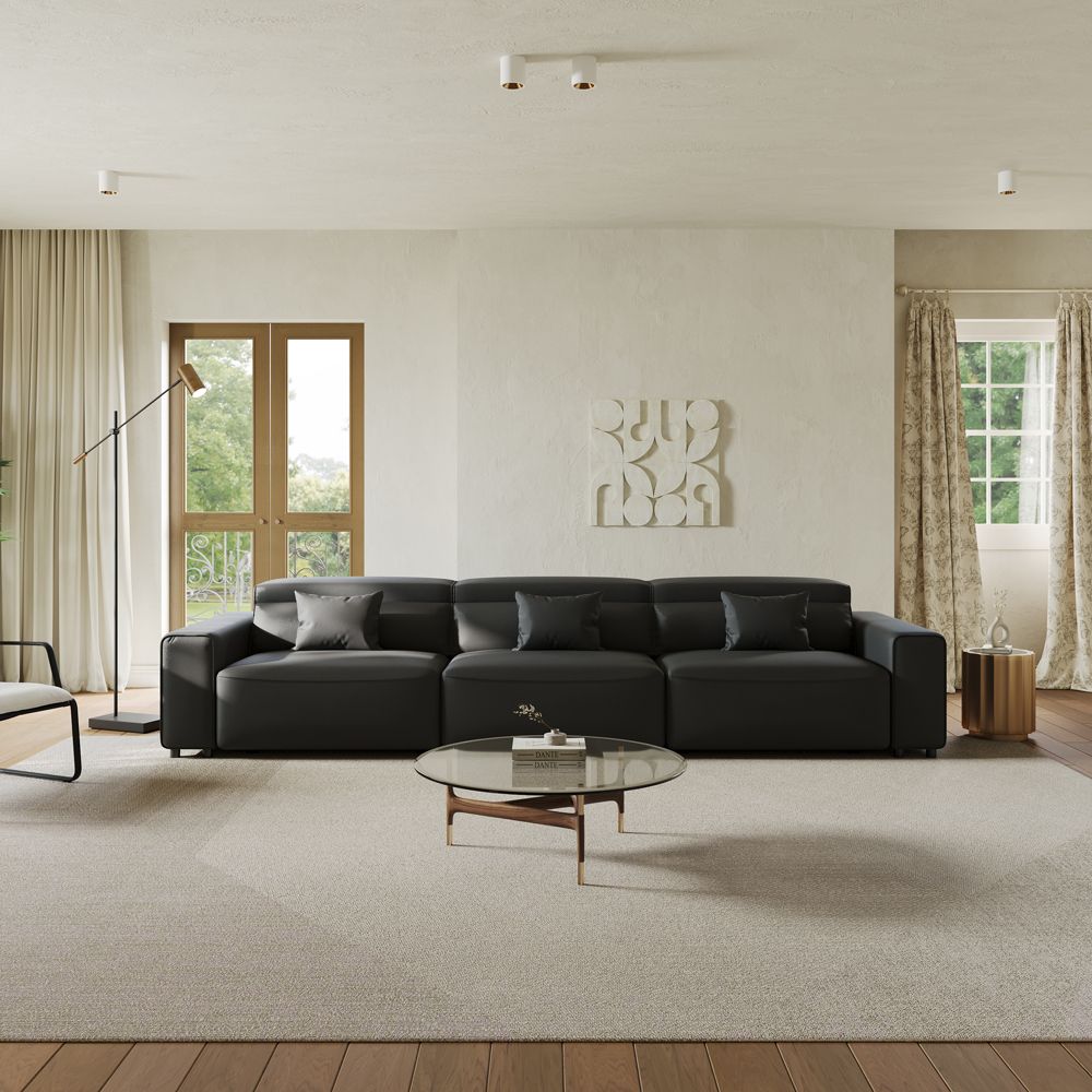 Deep Seat Black Eco-friendly Microfiber Leather Smart Furniture