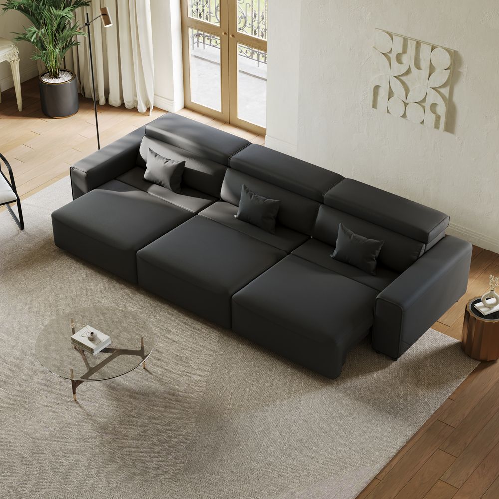 Sectional Black Eco-friendly Microfiber Leather Smart Furniture