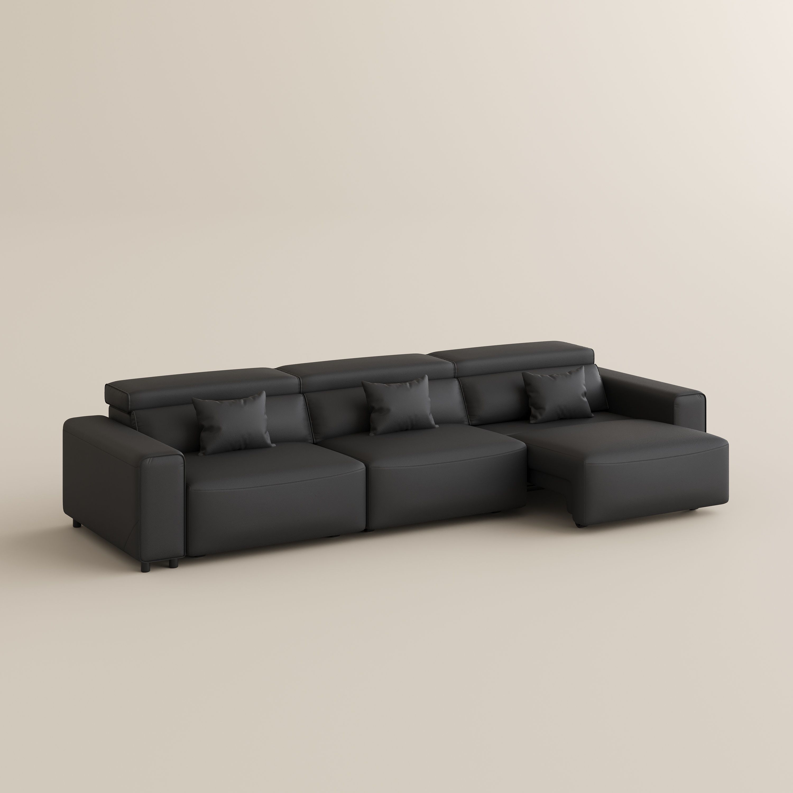 Square Armrest Black Eco-friendly Microfiber Leather Smart Furniture