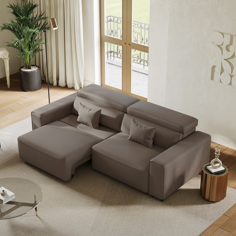 Light Brown Eco-friendly Microfiber Leather Smart Furniture