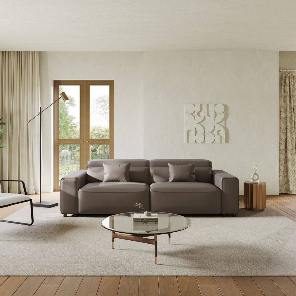 Light Brown Eco-friendly Microfiber Leather Smart Furniture