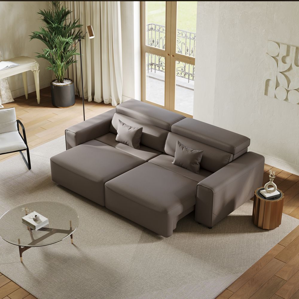Light Brown Eco-friendly Microfiber Leather Smart Furniture