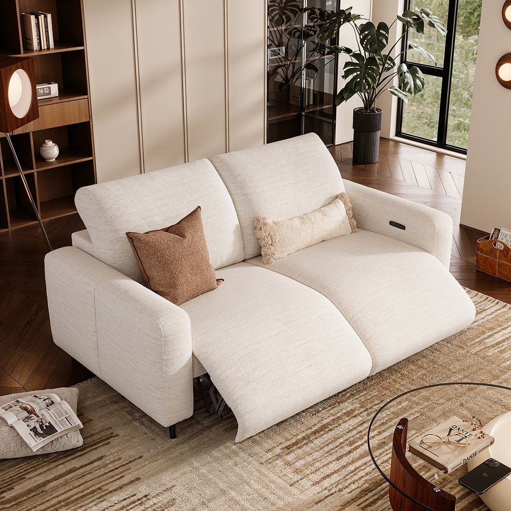 Oversized White Chenille Fabric Smart Furniture