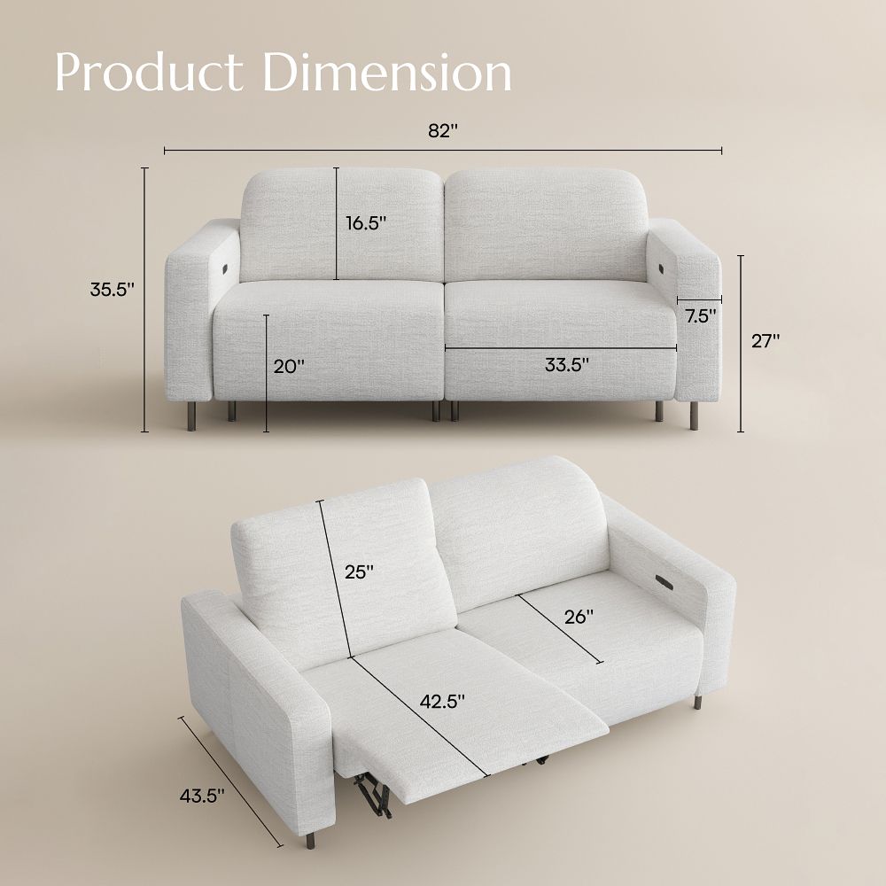 Comfortable White Chenille Fabric Smart Furniture