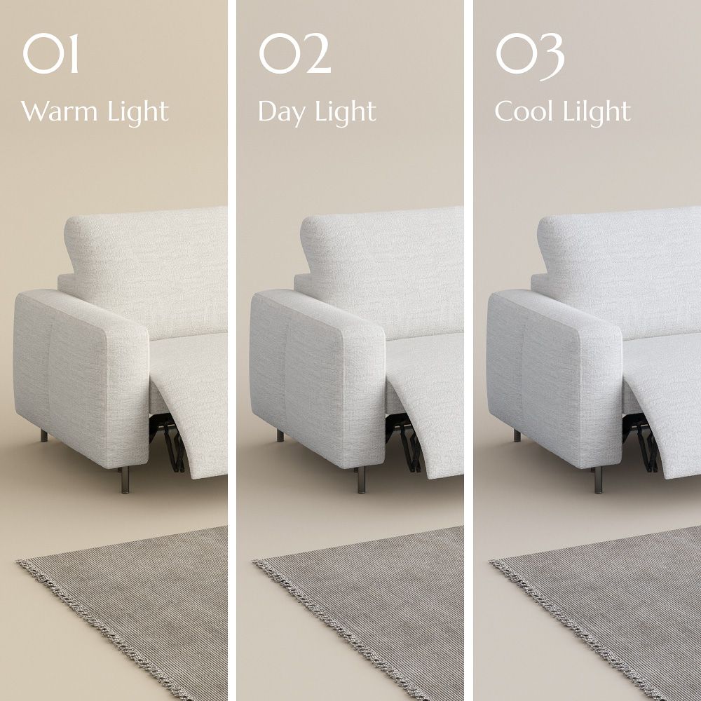 Soft White Chenille Fabric Smart Furniture