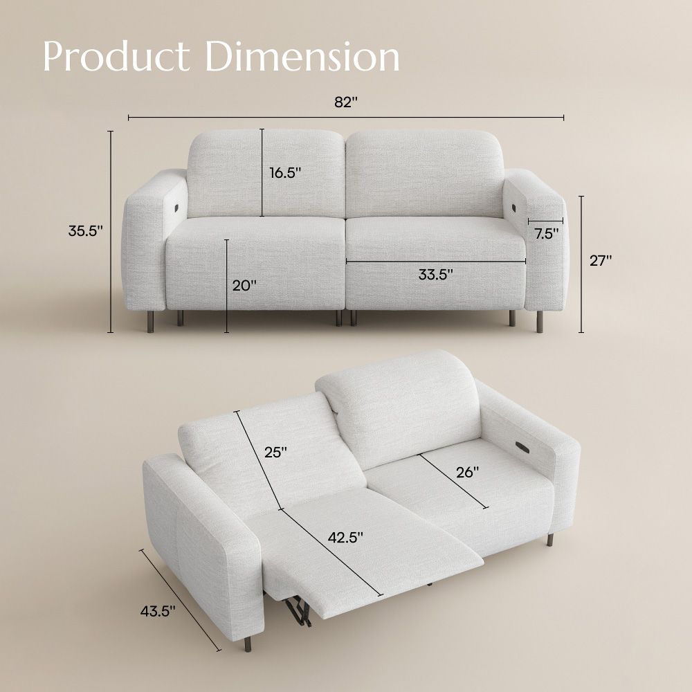 Supportive White Chenille Fabric Smart Furniture