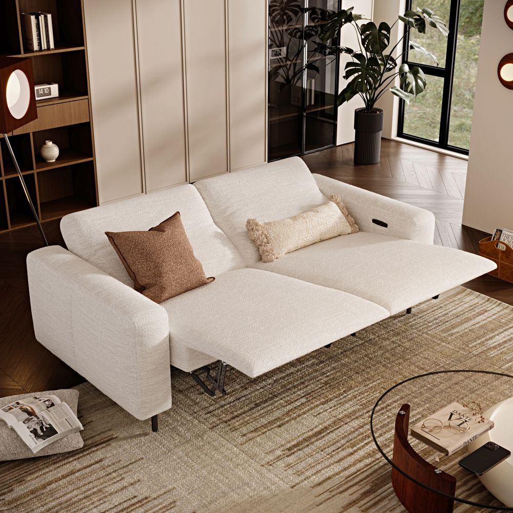 Very Relaxed White Chenille Fabric Smart Furniture