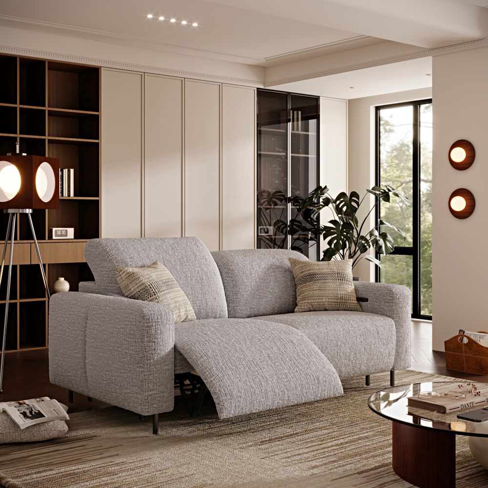 On the Ground Light Gray Chenille Fabric Smart Furniture