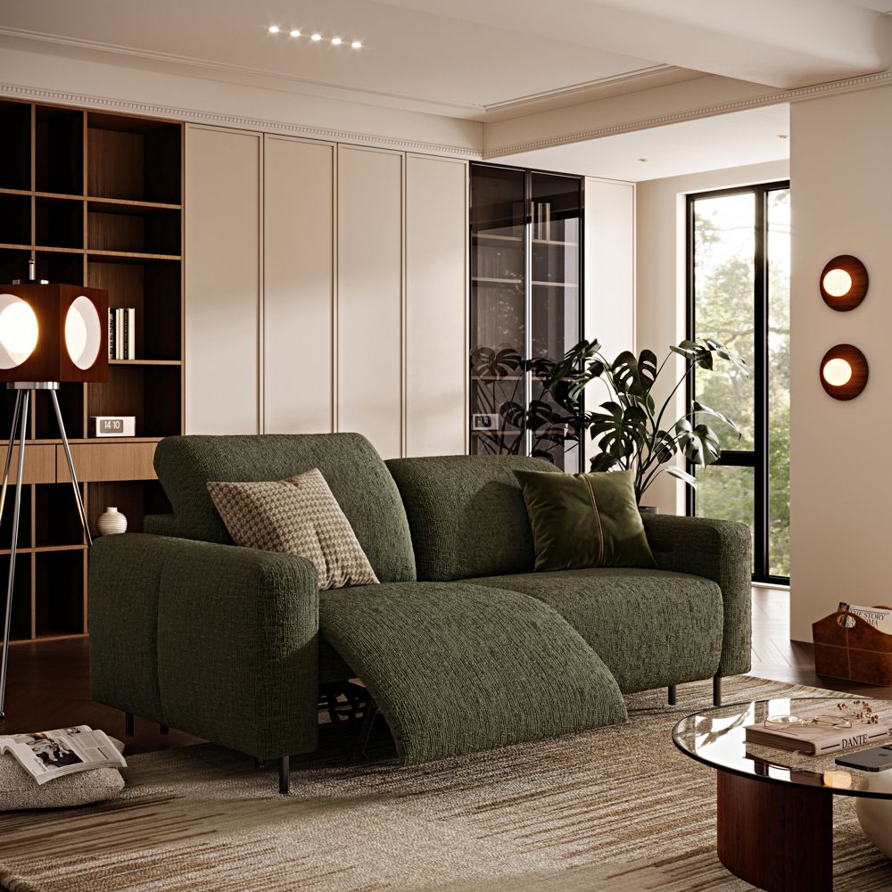 On the Ground Green Chenille Fabric Smart Furniture