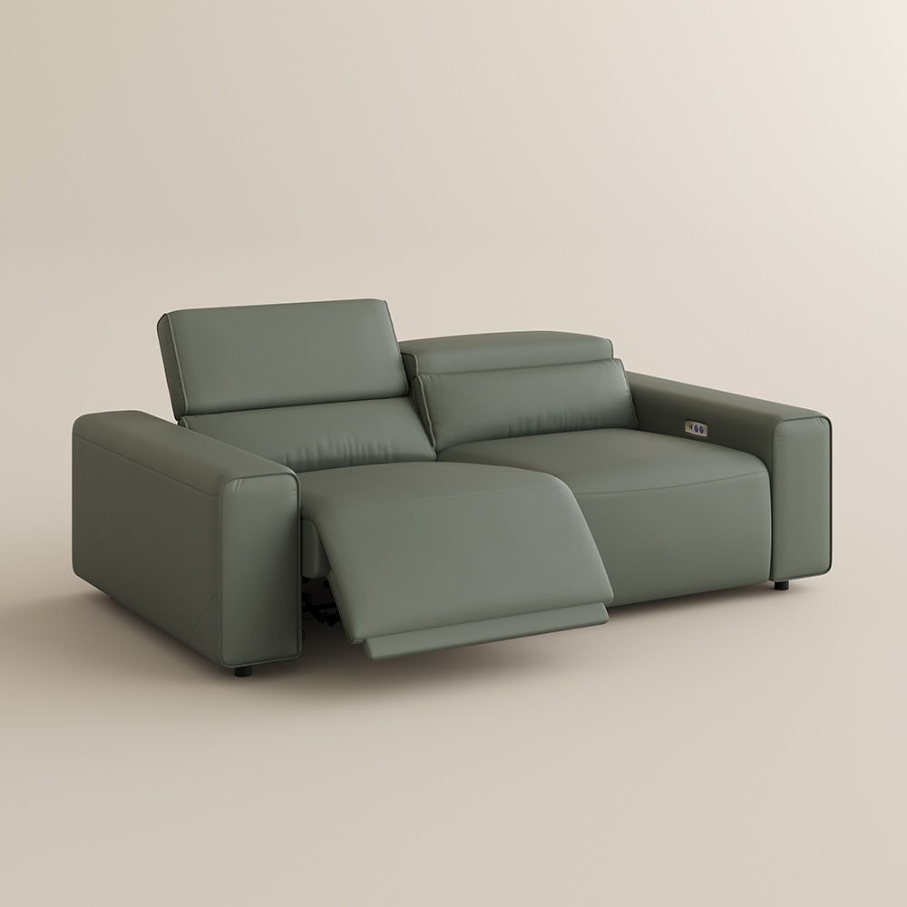 Power Reclining sofas Dark Green Leather Smart Furniture